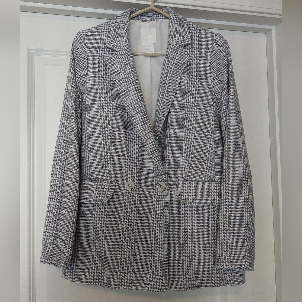 H&M Black and White Houndstooth Blazer